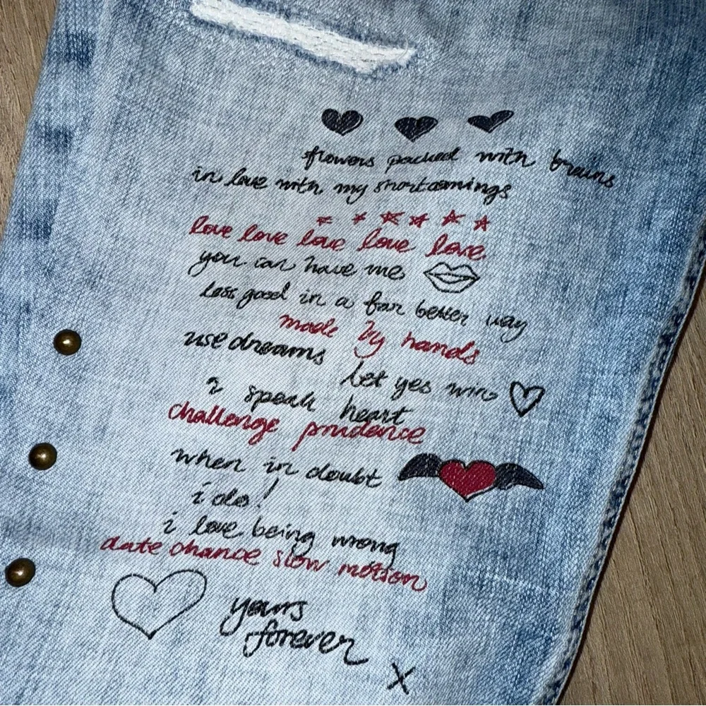 Odd Molly Groupie Cropped Jeans Painted & Embroidered Details Ankle Zip (31) - Picture 7 of 8